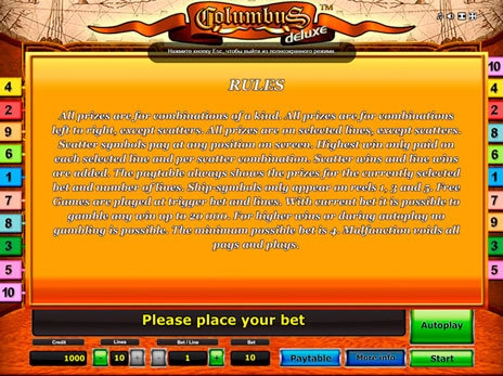 casino screen of symbols
