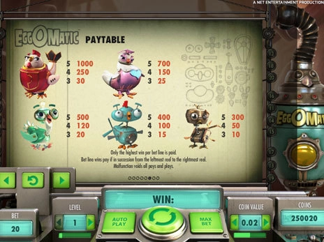 casino screen of symbols